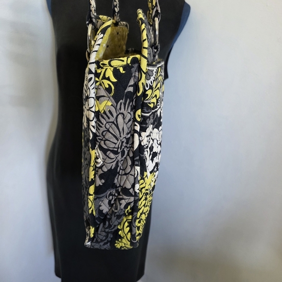 Retired Vera Bradley Baroque Large Tote Bag Black White Yellow - Picture 4 of 13